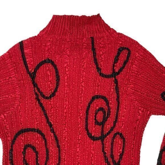 Tania Nardi Blouse Womens M Red Abstract Pattern Mock Neck Bohemian Coastal Top - Picture 4 of 14